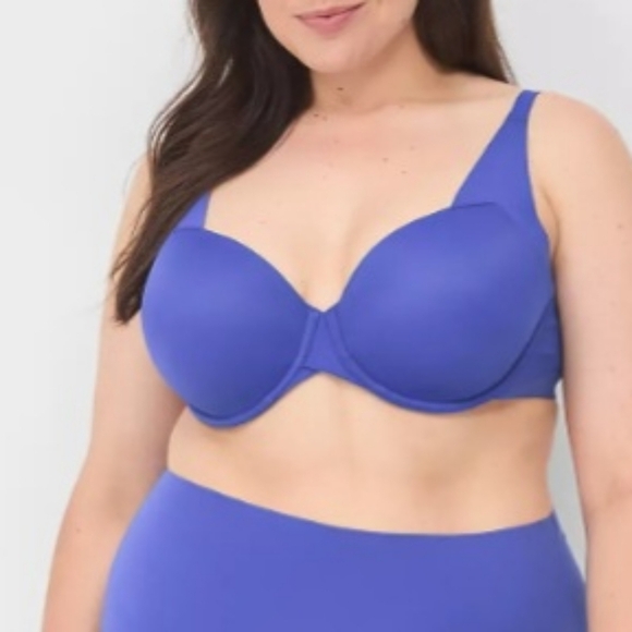 Cacique Other - 44C Cacique Satin Blue Totally Smooth Lightly Lined Balconette Bra